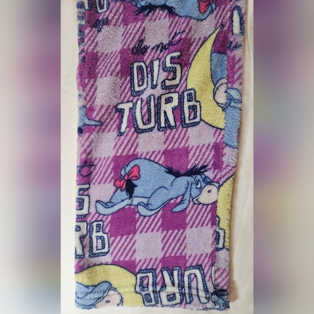 Disney Womens Purple Plaid Eeyore Fleece Elastic Waist Pajama Pants Size Medium - Picture 4 of 12